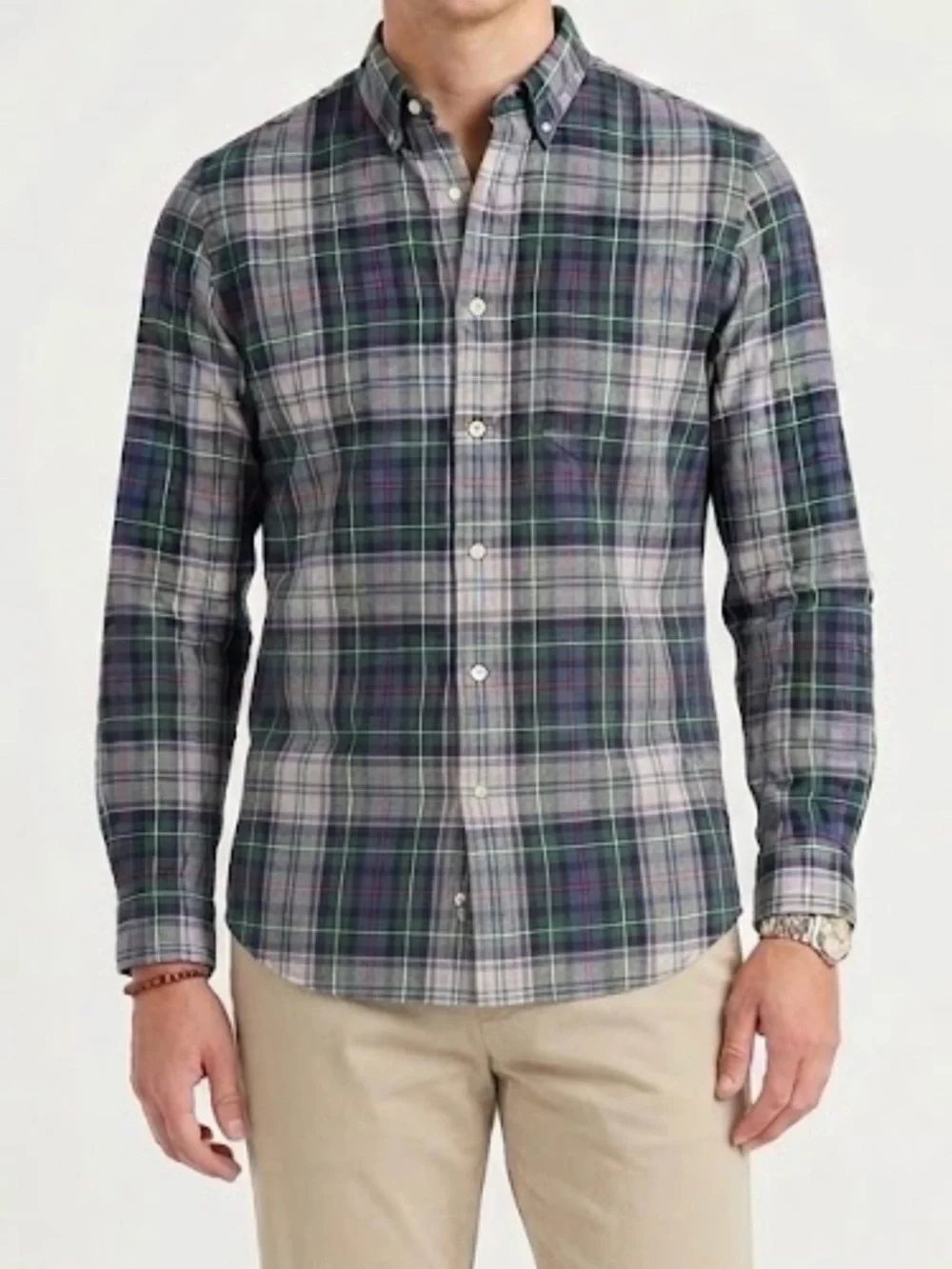 J Crew Classic fit NWT Shirt Sz Large Preppy Multicolored Tartan Plaid lt weight